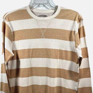 E5 Men's Sweater Cream Wheat Long Sleeves Lightweight 100% Cotton Size Large